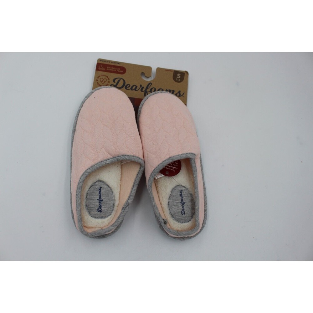 Dearfoam Womens FreshPink Quilt Memory Slippers Slides S(5-6)